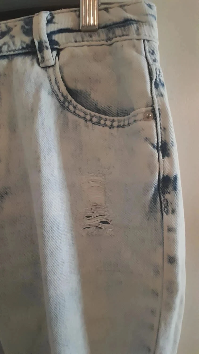 Calça jeans rasgada, cor azul muito claro, Tamanho 38, Marca Denim Pimkie – photo 3